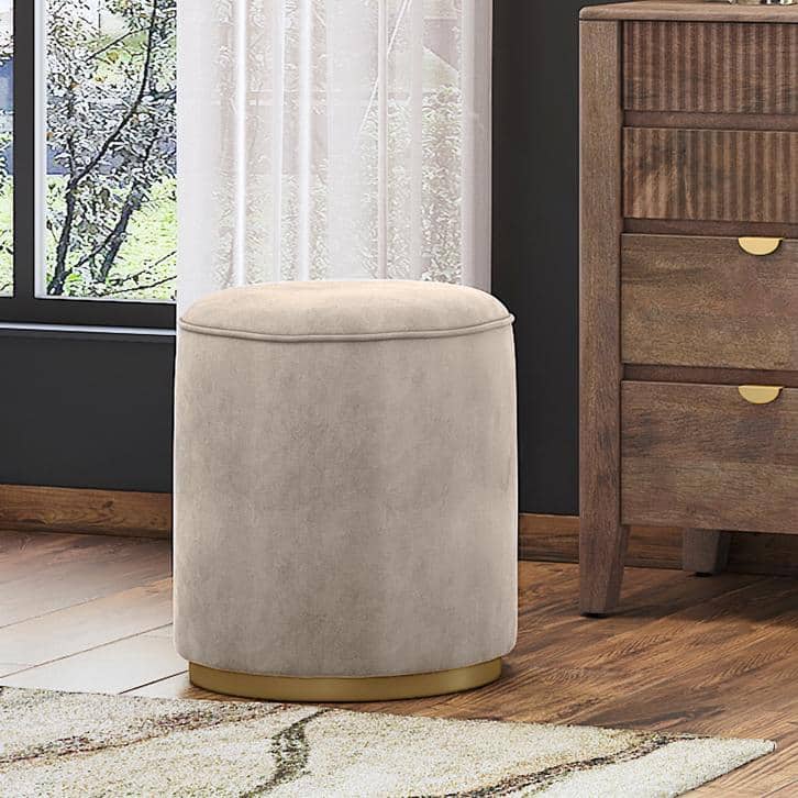 Toledo Upholstered Puffy in Beige Colour