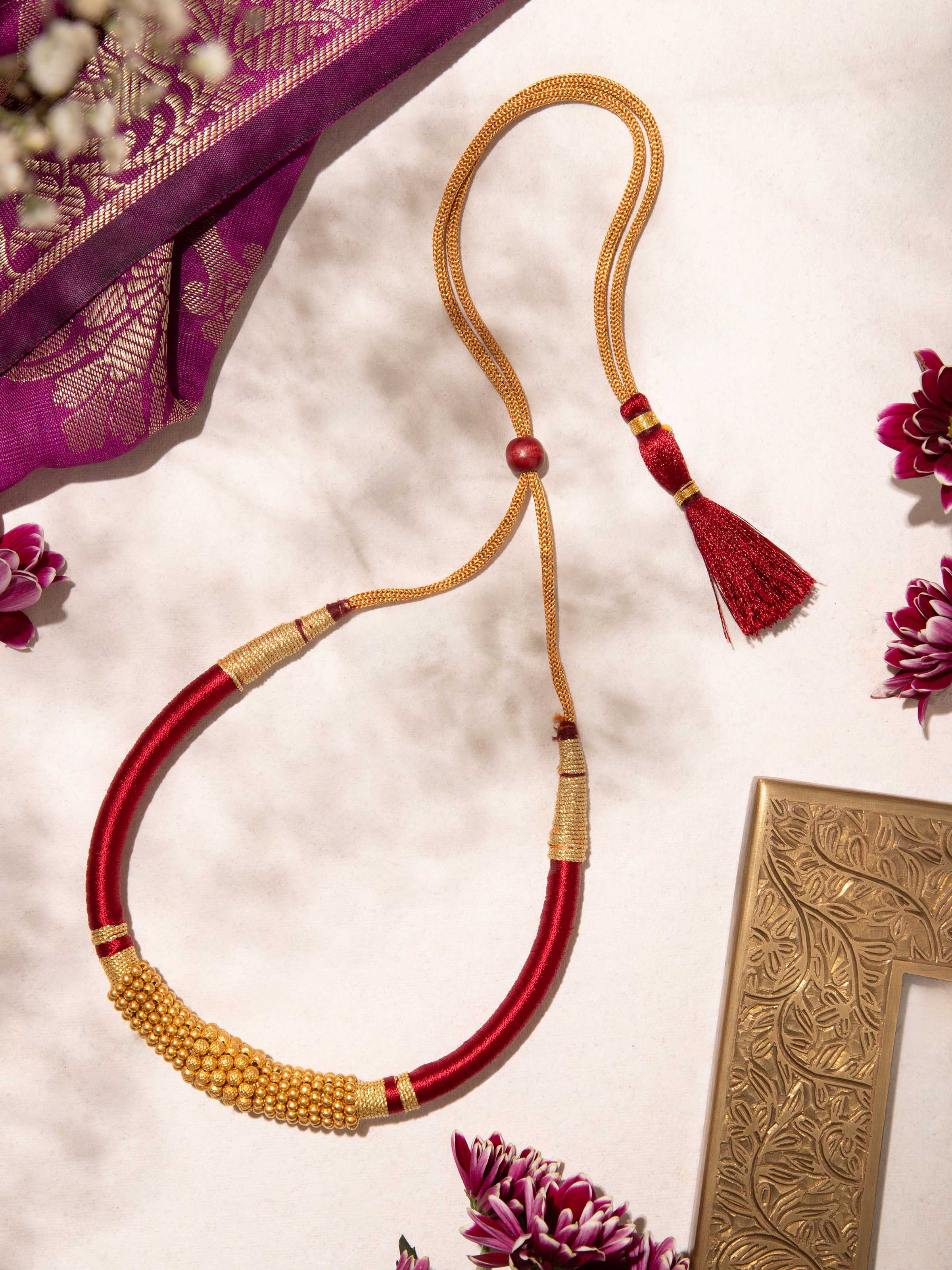 Lifestyle view of Thushi 22 Karat Collar Necklace — Swadesh