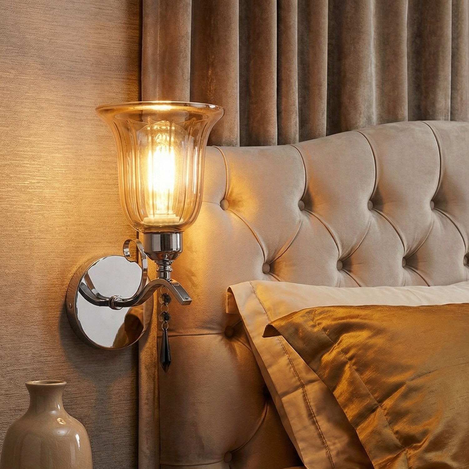 Eliante Modern Wall Lights Mild Steel & Glass Material Gold & Champaign Finish - Eliante