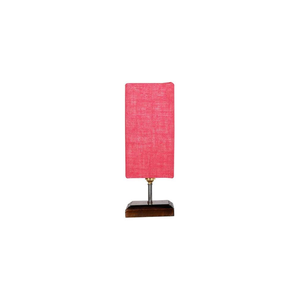 Emile Pink Jute table lamp with Square Brown Wood Base