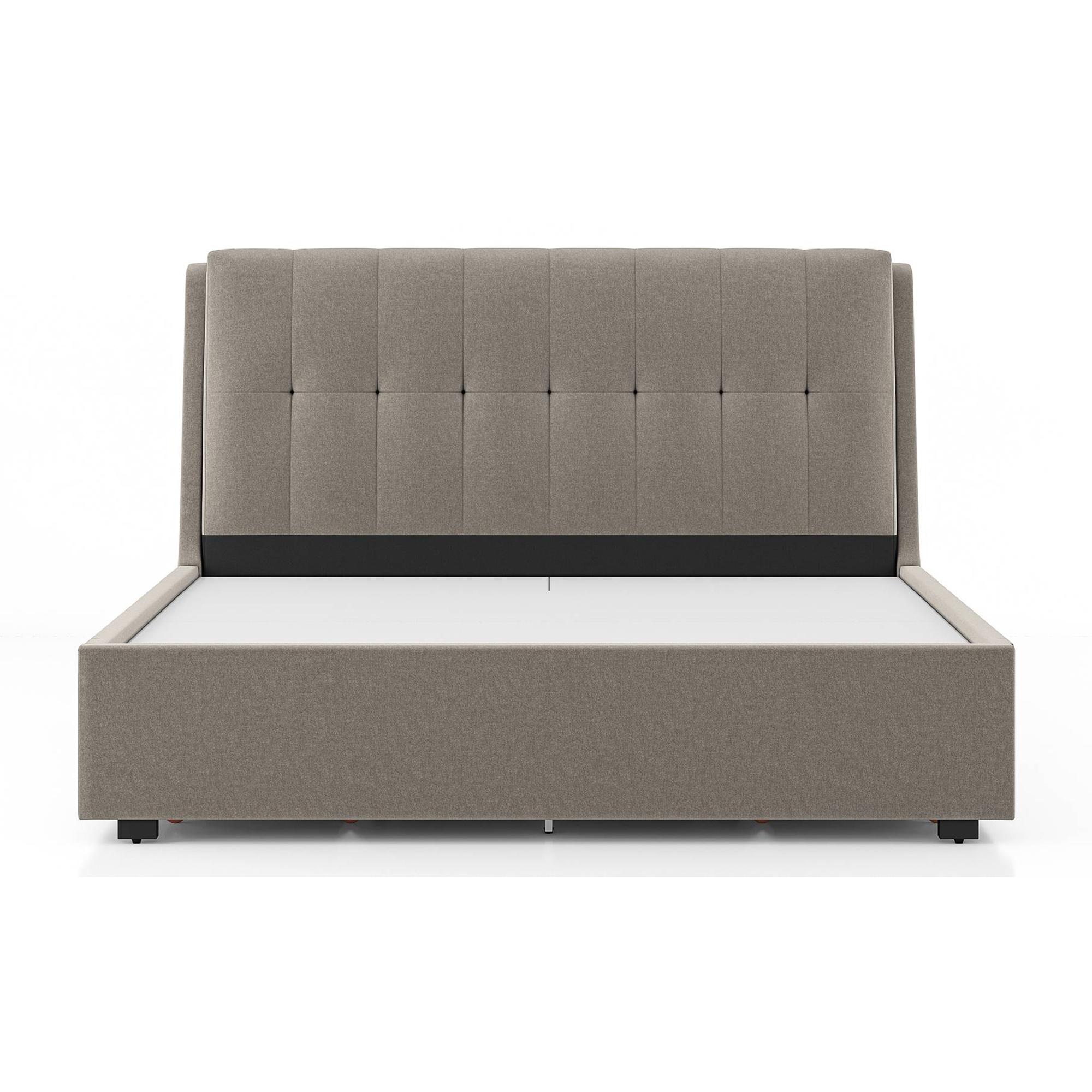 Bornholm Engineered Wood King Size Drawer Storage Upholstered Bed In Shitake Beige Colour