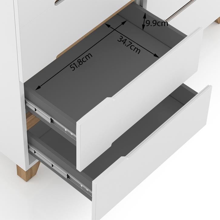Oslo Engineered Wood Chest of 8 Drawers in White Finish
