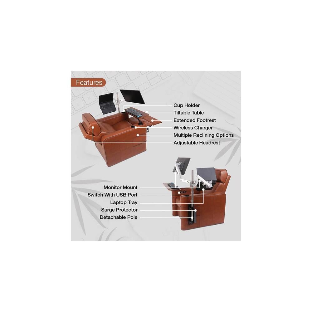 Zuum Solid Wood One Seater Motorized Recliner in Brown Colour
