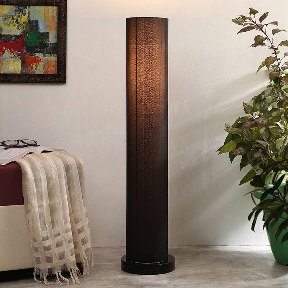 Charlene Black Cotton Shade Floor Lamp - Devansh
