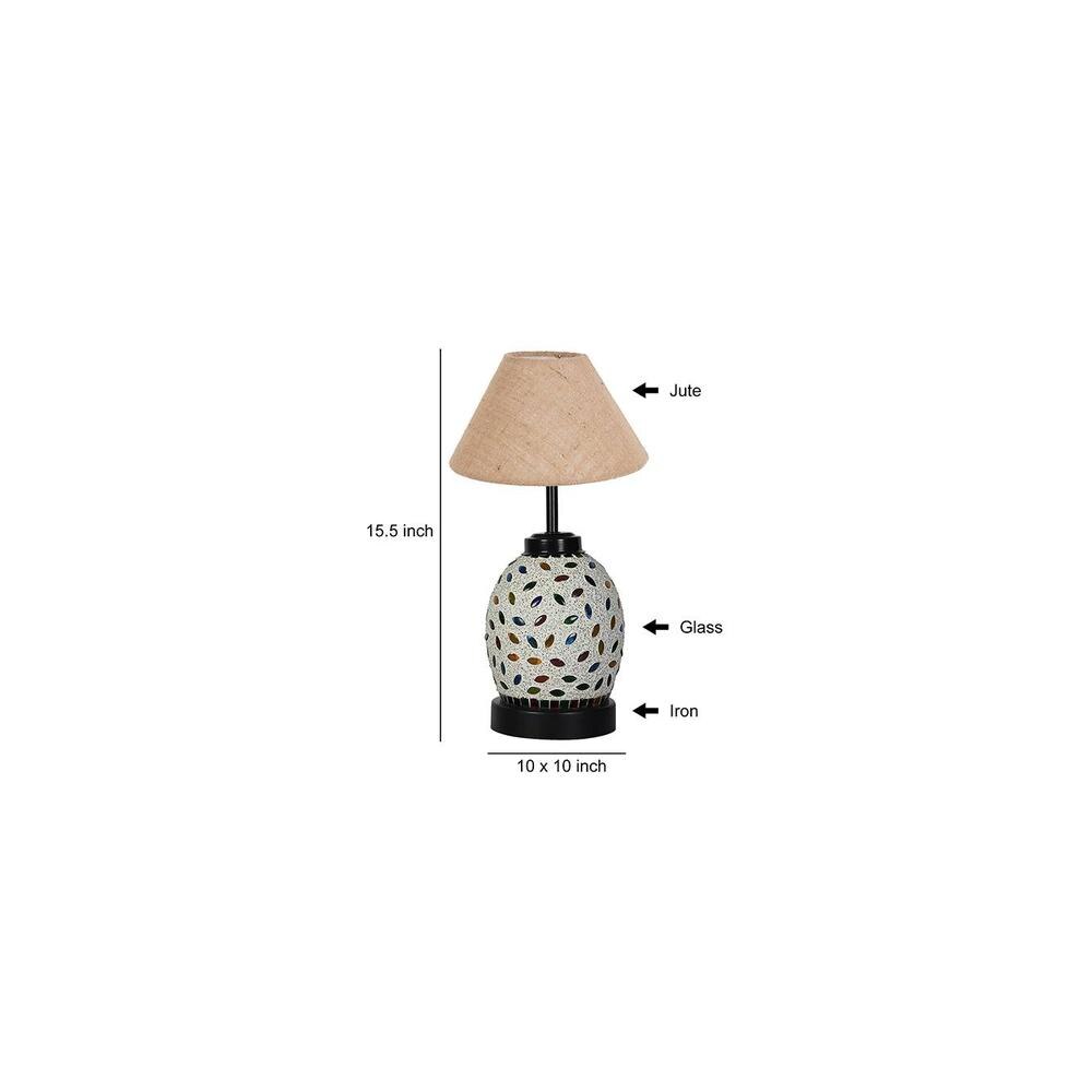 Jacqueline Beige Jute Glass Table lamp with Iron Base