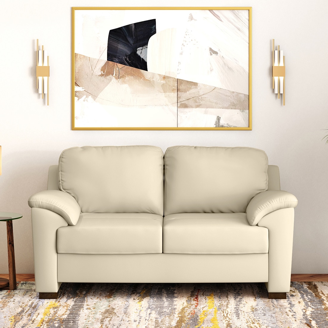 Farina 2 Seater Premium Italian Leather Sofa In Creme Fraiche - Urban Ladder