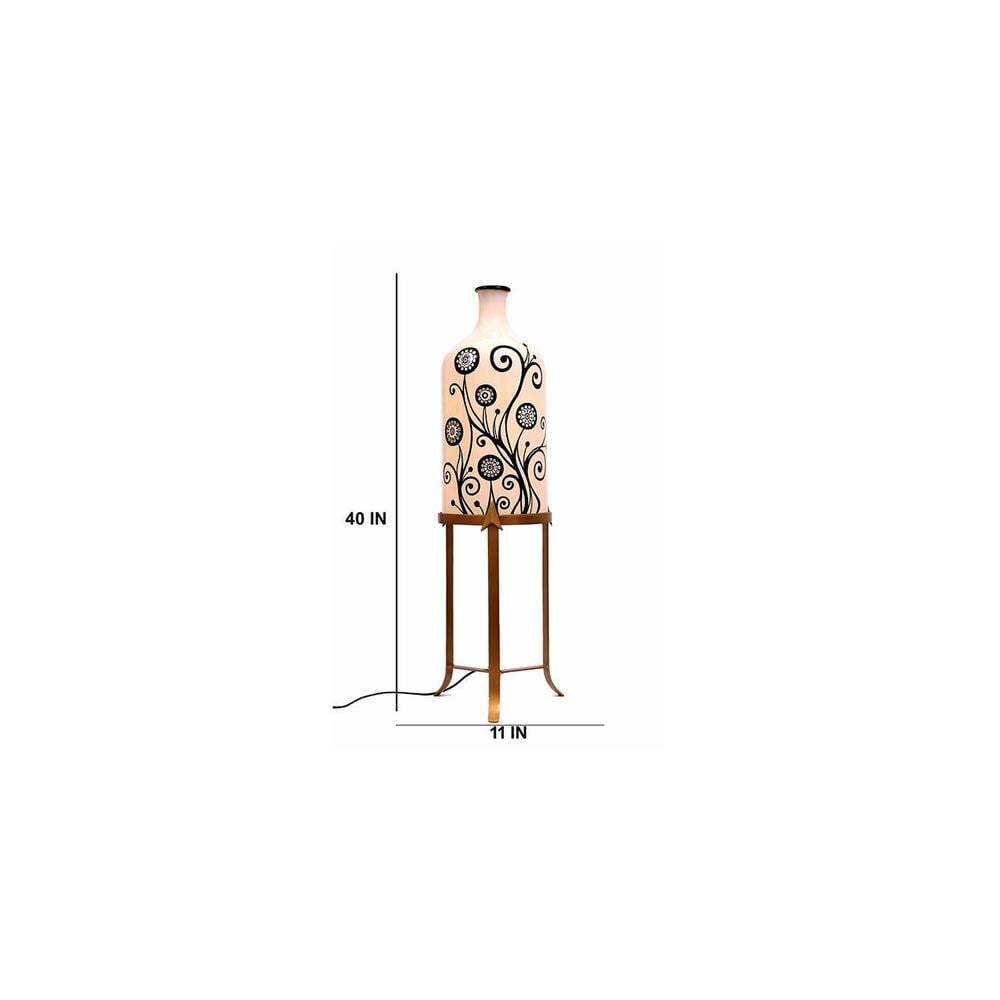 Mavis White Glass Shade Floor Lamp With White Metal Base