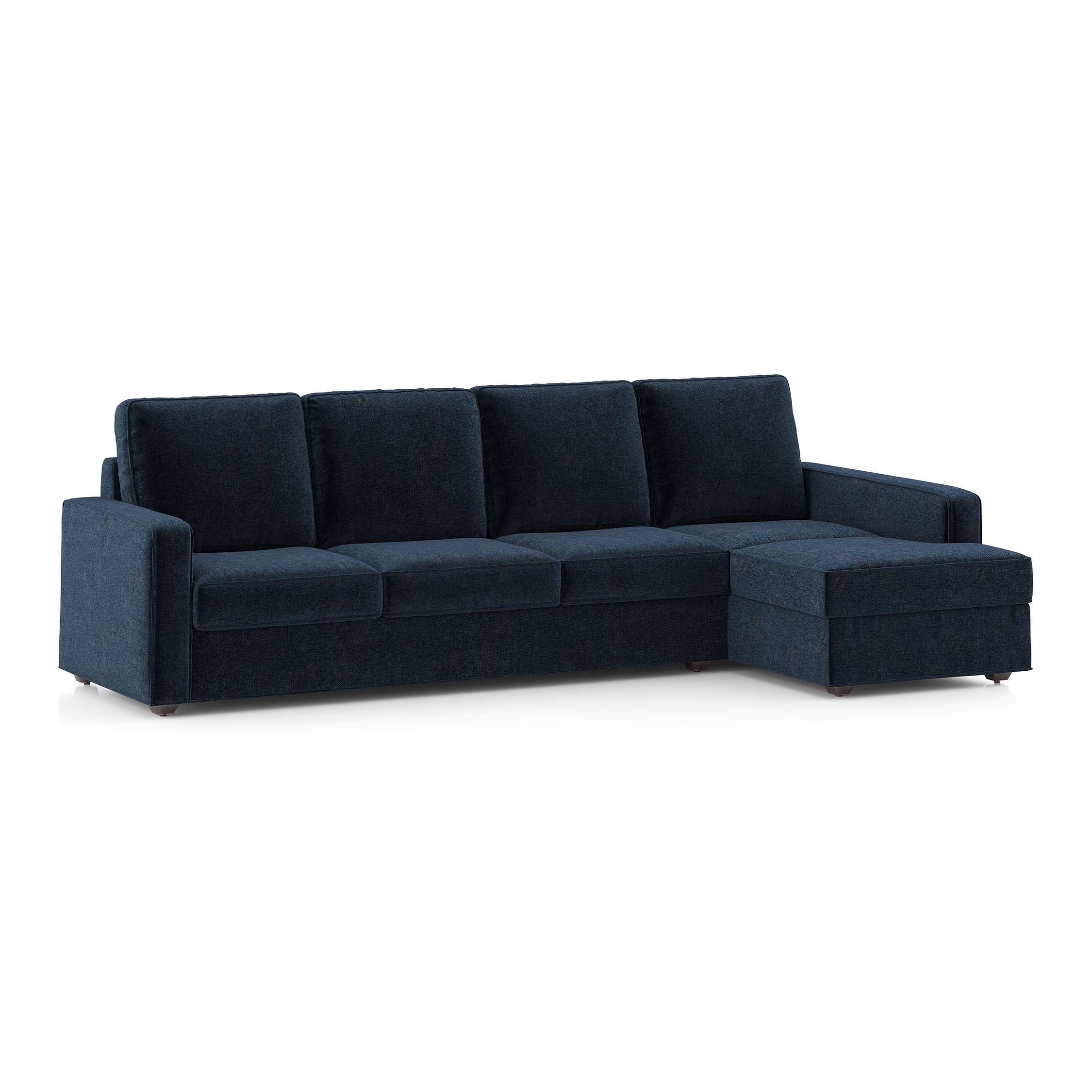 Apollo Compact Sofa (Colour : Cobalt, Cushion : Soft, Back Type : High Back, Seating Capacity : Right Aligned 3 Seater + Right Aligned Chaise + Ottoman)