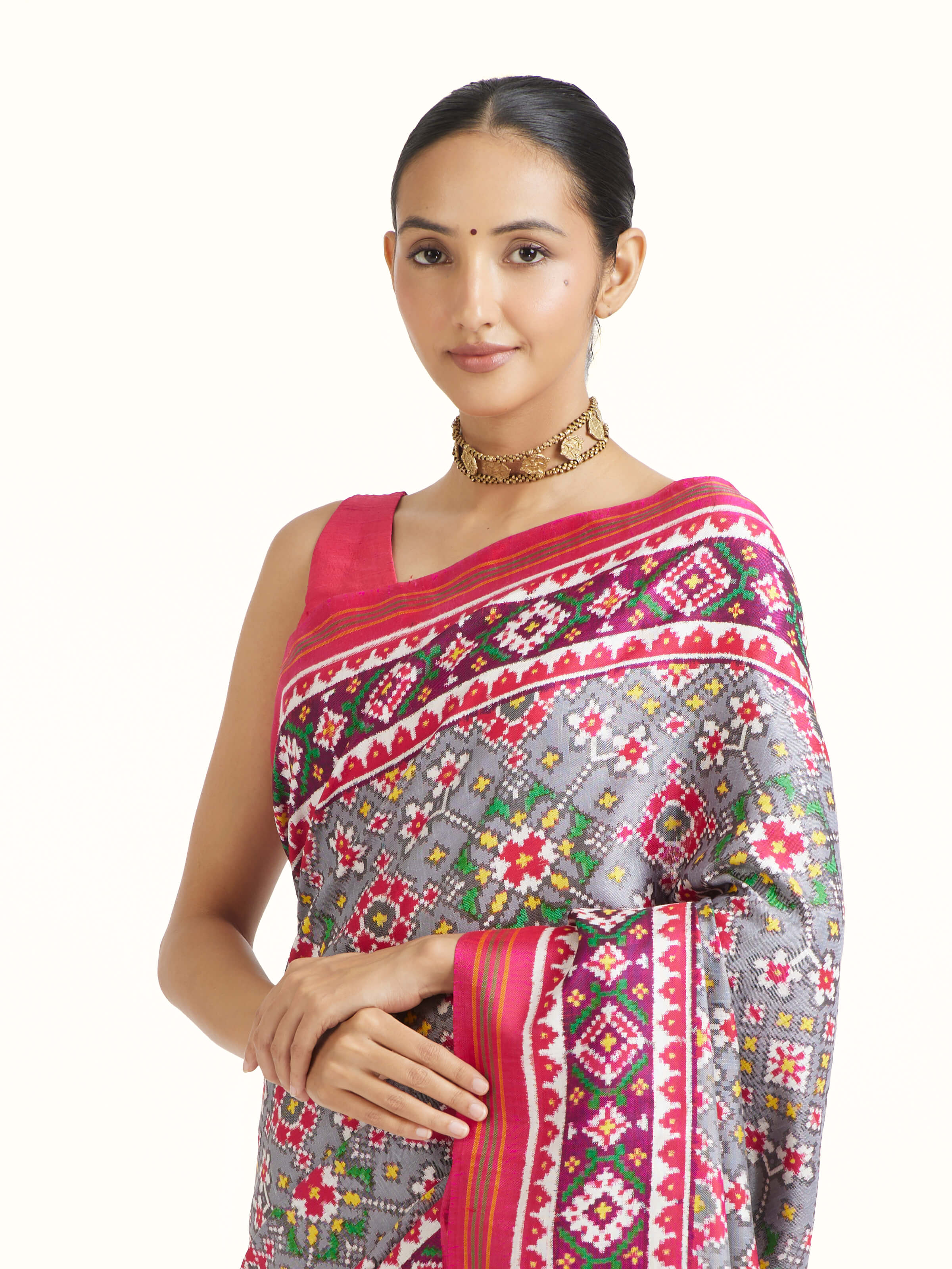 Grey Patan Patola Saree