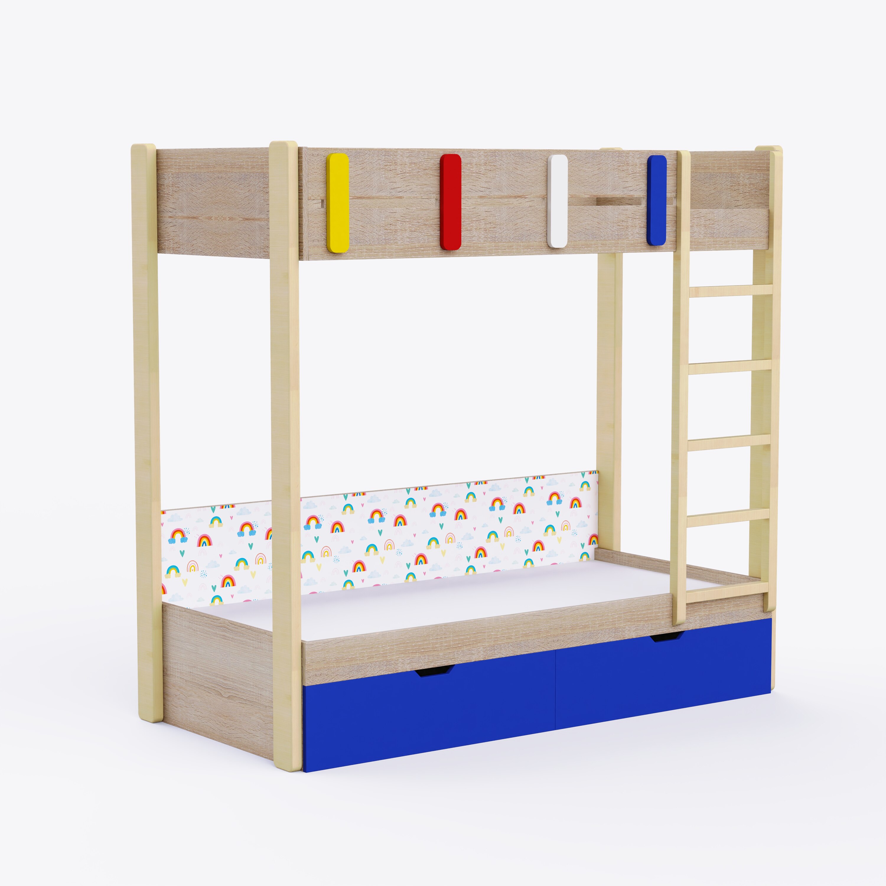 Pine Tree Single Size Bunk Bed In Electric Blue Colour