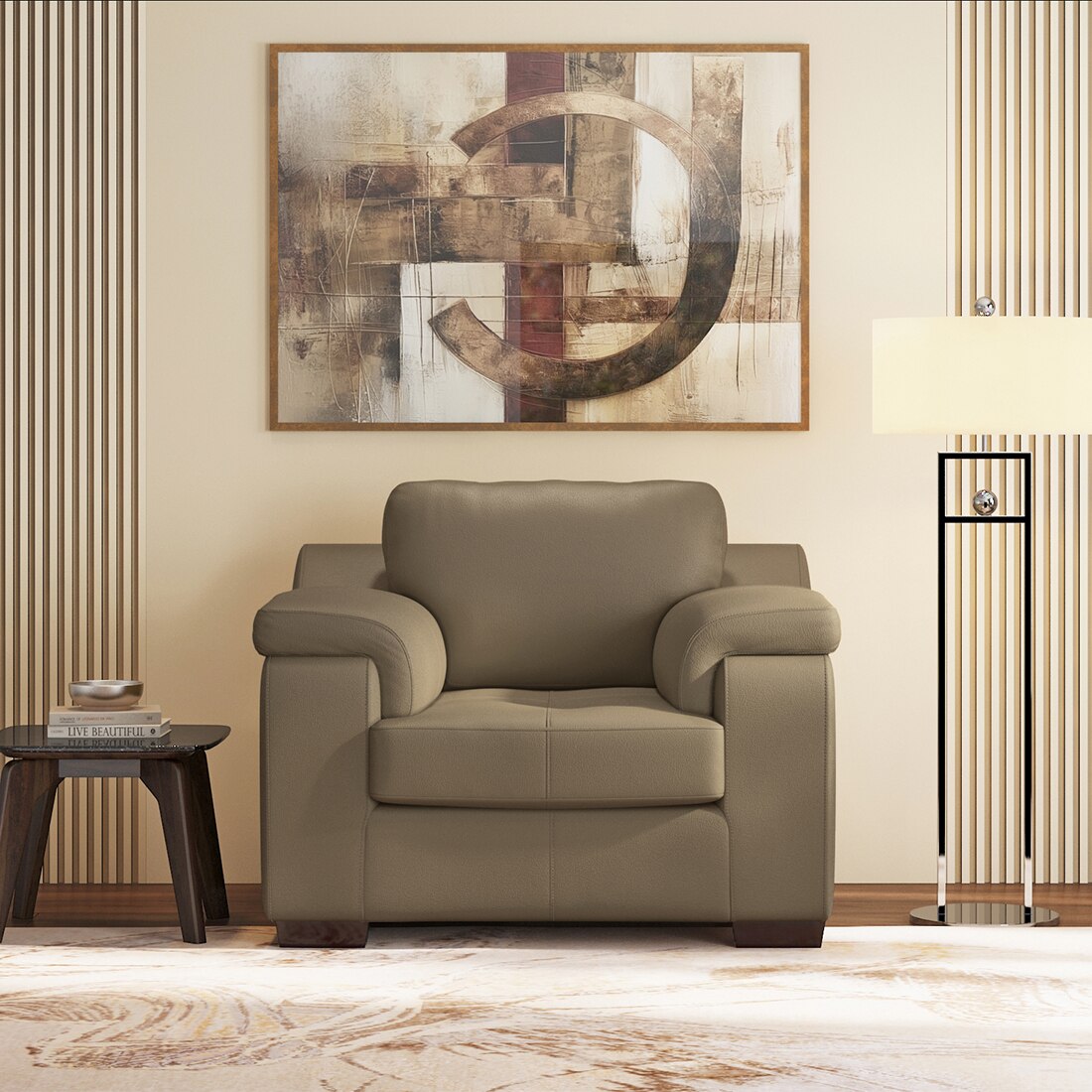 Trissino 1 Seater Premium Italian Leather Sofa In Dark Truffle