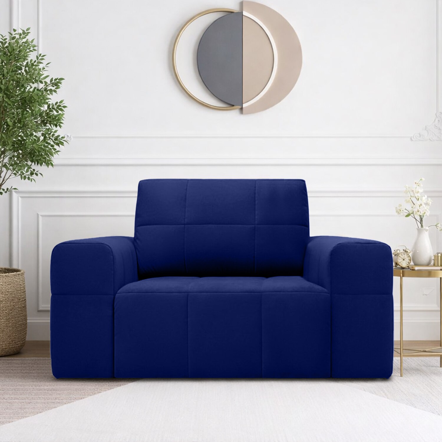 Riyab  Pull Out Sofa cum Bed  in Navy Blue Colour