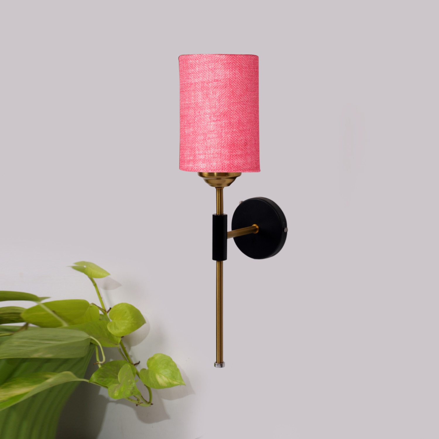Devansh Metal Electric Wall Light in Black Colour with Pink Shade Count of 1 Light - Devansh