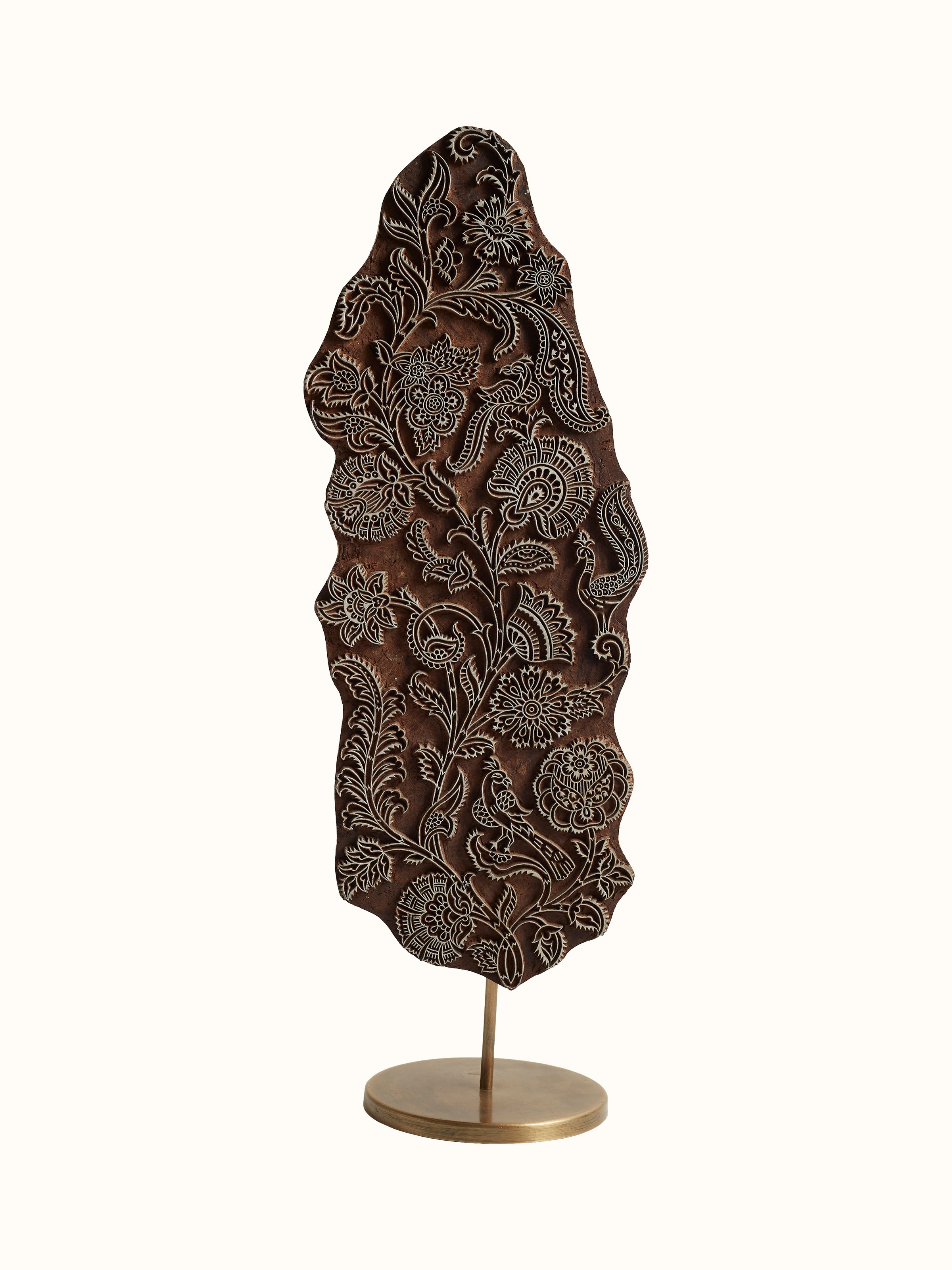 Front view of Sheesham Wood Carved Mughal Buta Wooden Block