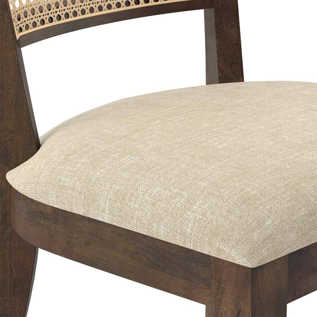 Atlas Crest Storage Solid Wood 4 Seater Dining Table With Reed Dining Chairs