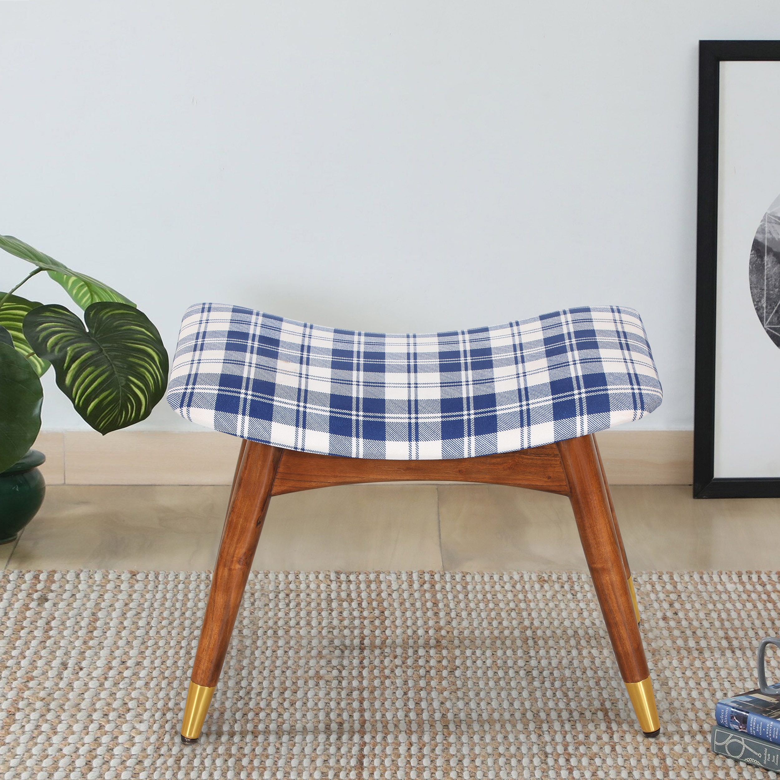 Zuno Blue Checks Seating Stool