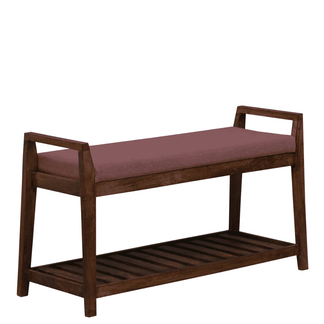 Roros Solid Wood Shoe Rack with Seating in Walnut Brown finish