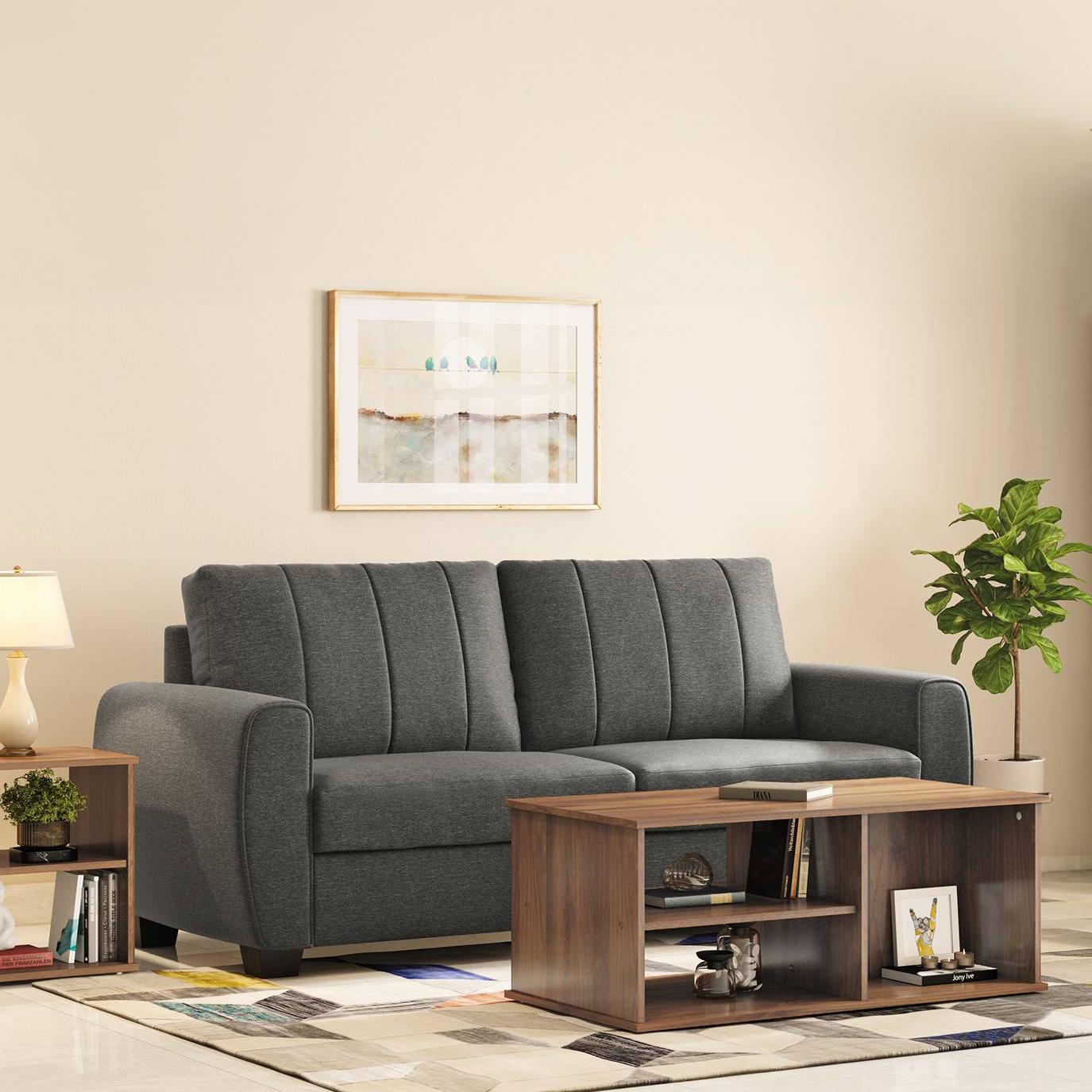 Luna 3 Seater Fabric Sofa (Slate Grey)