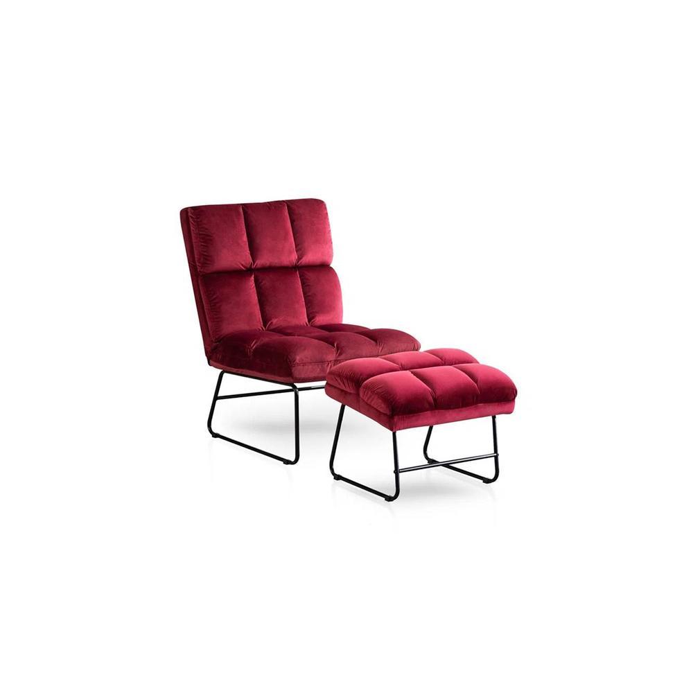 Hiltonia Chair With Ottoman Red