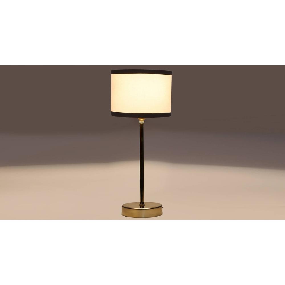 White & Black cotton with Metal Gold Table Lamp