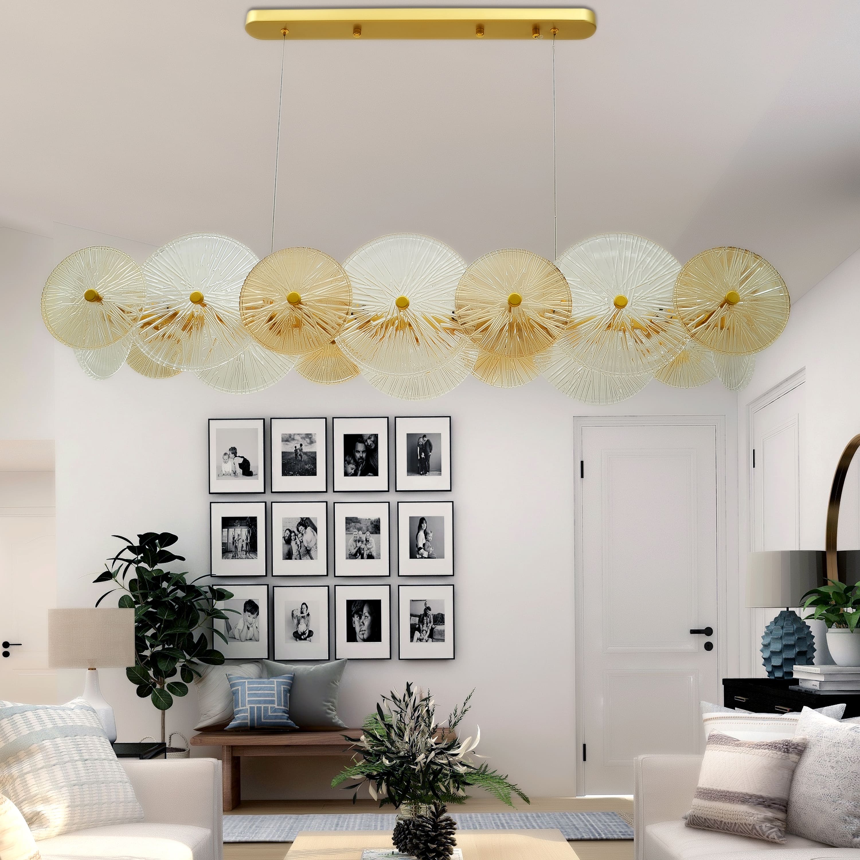 Shining Shield Cut Work Glass Elite Look Chandelier