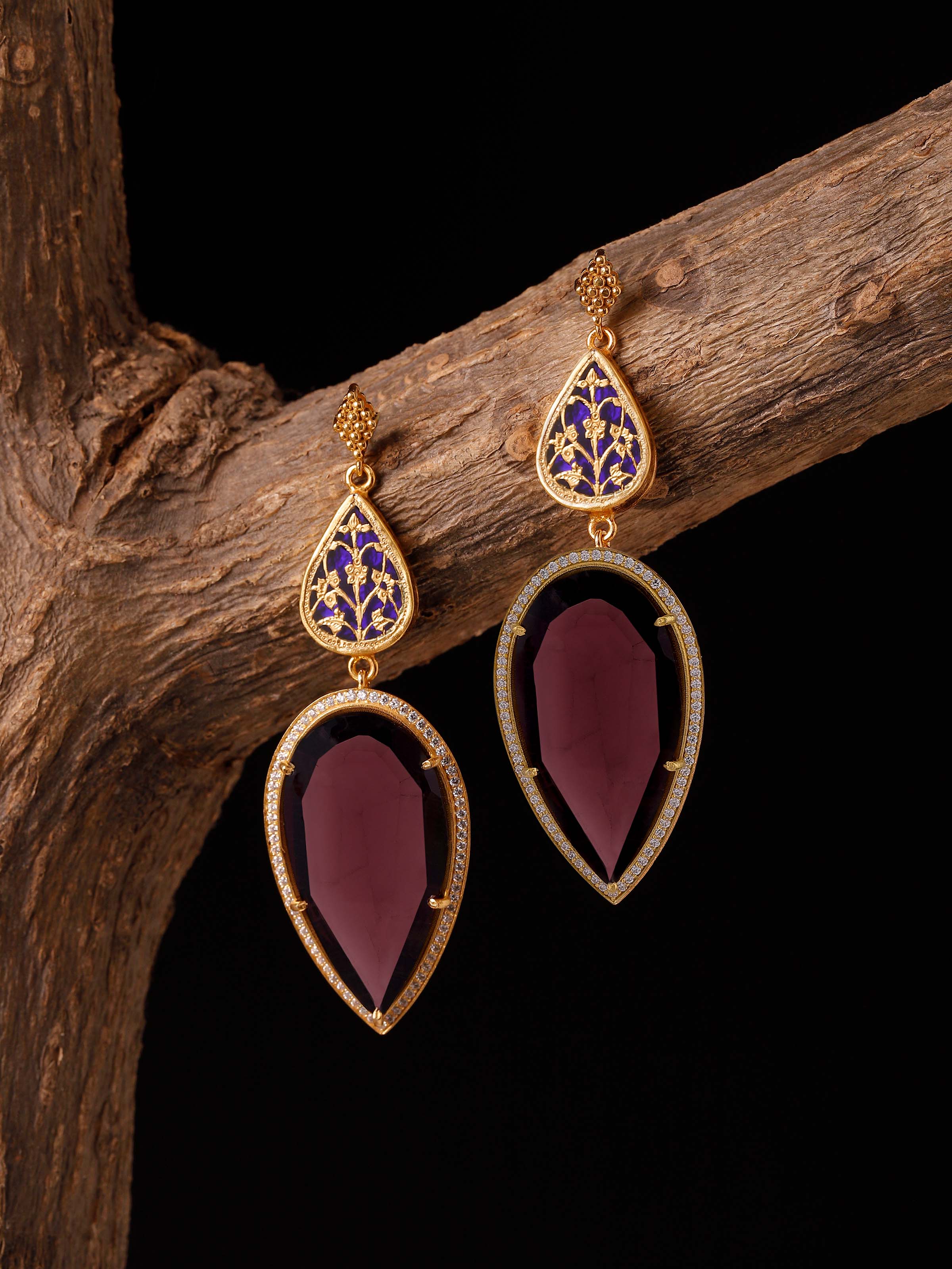 Lifestyle view of Thewa Silver Drop Earrings