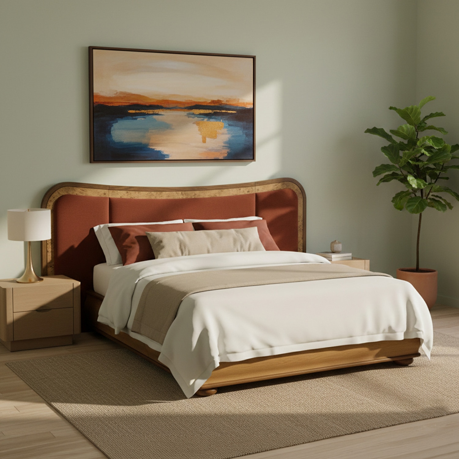 Elowen Softline Queen Size Bed in velvet With Oak wood Frame & Hydraulic Storage - Nestroots