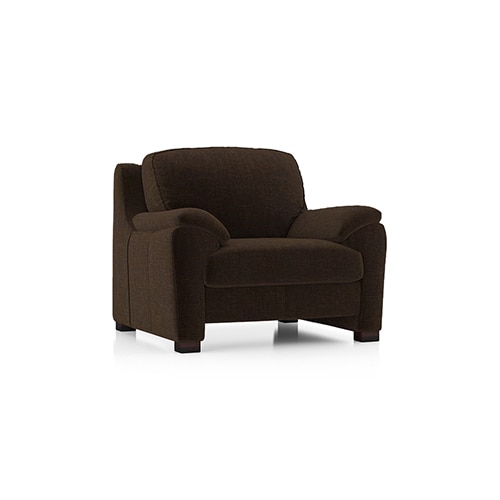 Farina Premium 1 Seater Fabric Sofa in Dark Earth Colour - Urban Ladder