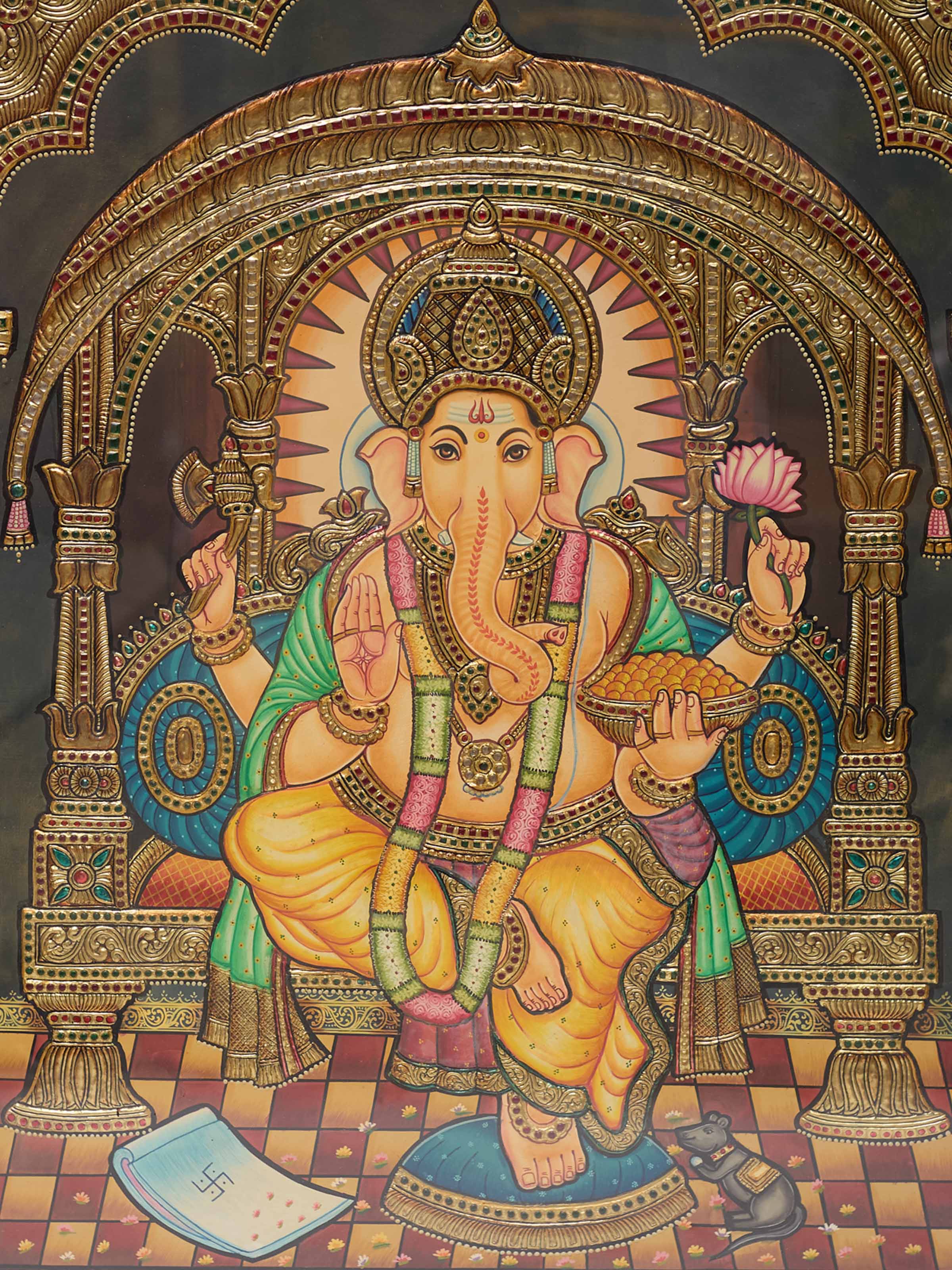 Ganesha on Throne Thanjavur Painting