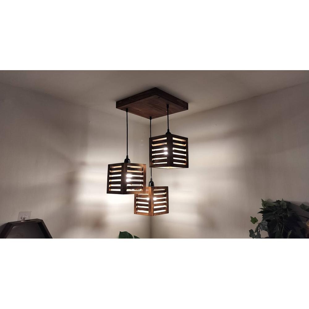 Lyon Brown Solid Wood Cluster Hanging Light