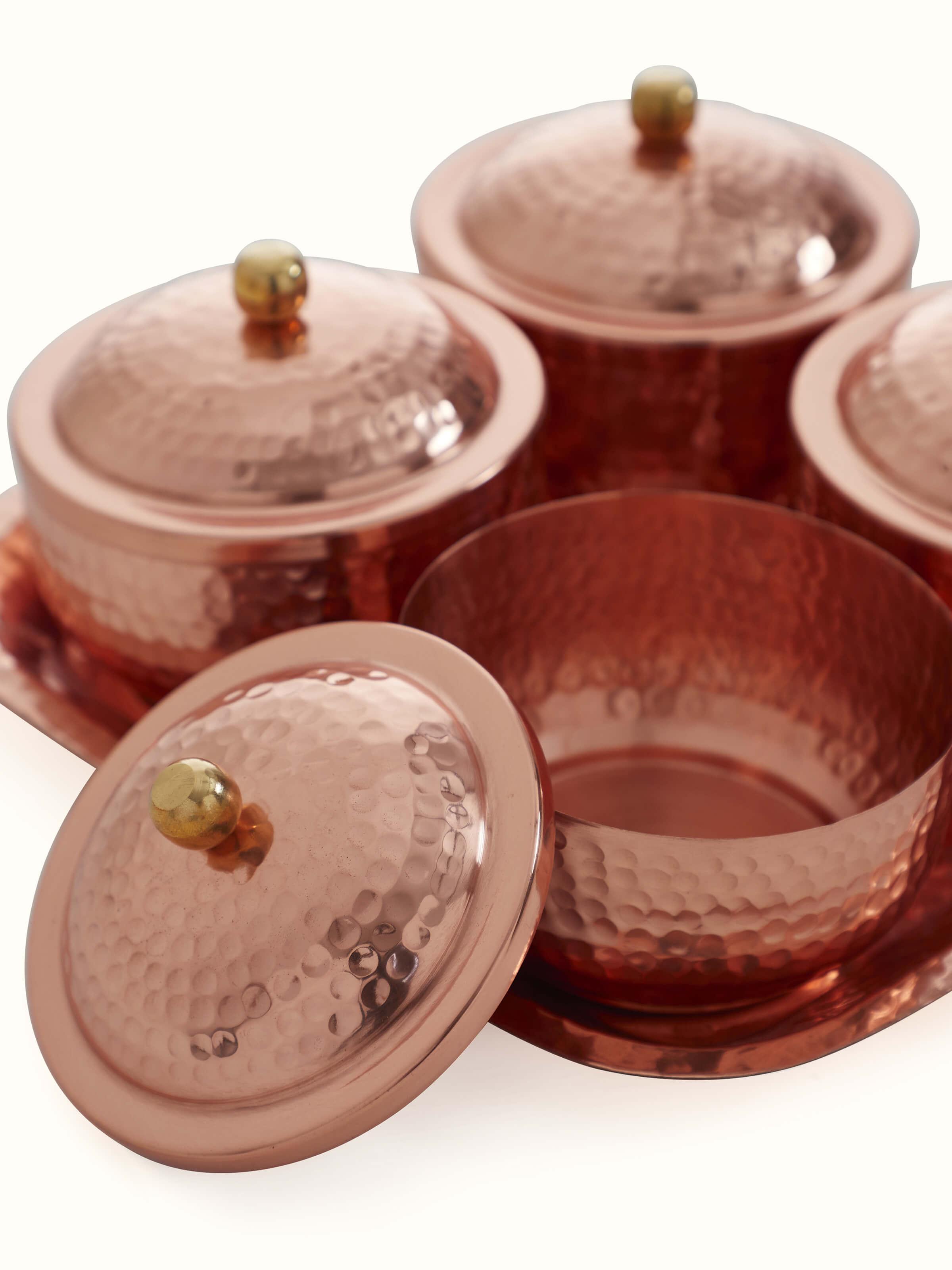 Copper Condiment Container Set (4 Pcs)