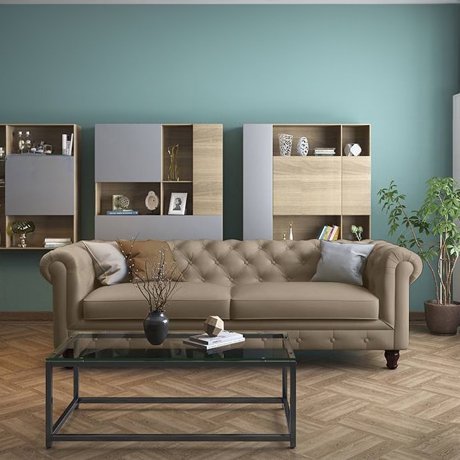 Winchester 3 Seater Leather Sofa (Cappuccino)