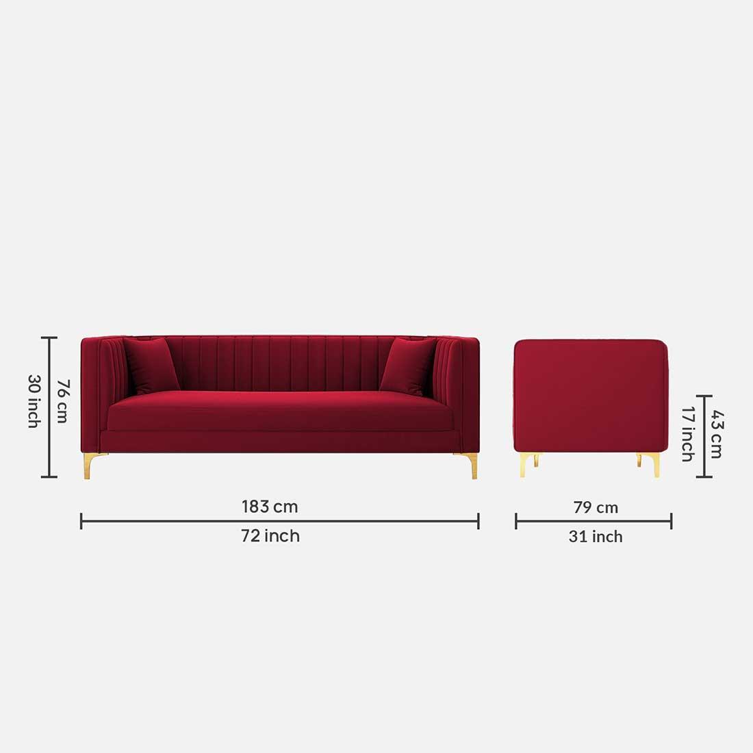 Tuxedo Fabric Sofa (Red)