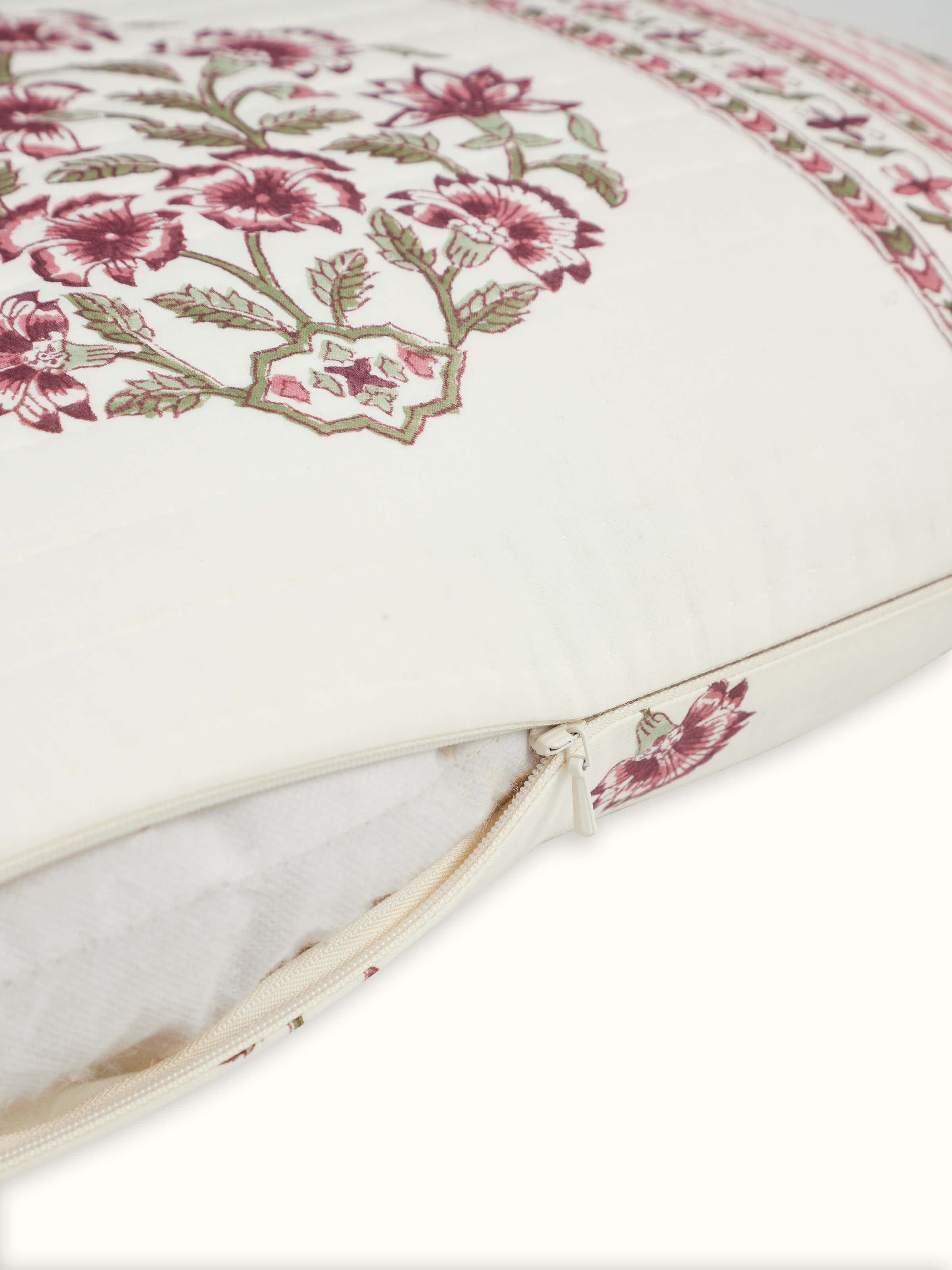 Aarunya Red Buta Cotton Sanganeri Hand Block Printed Cushion Cover