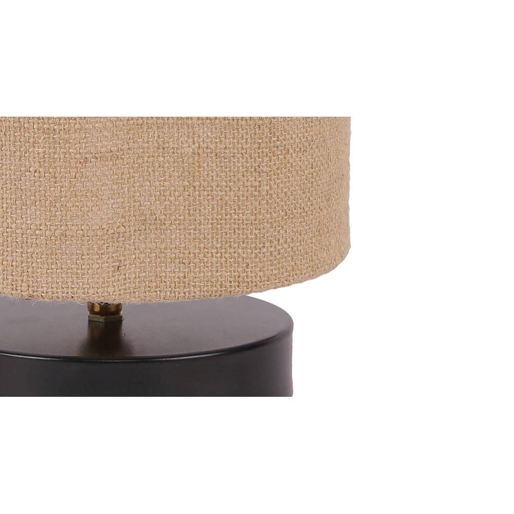 Durland Beige Natural Fiber Shade Table Lamp with Black Iron Base