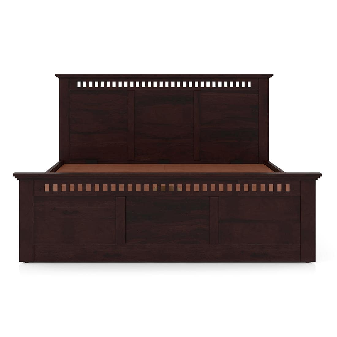 Fidora Solid Wood Queen Size Hydraulic Storge Bed In Mahogany Finish
