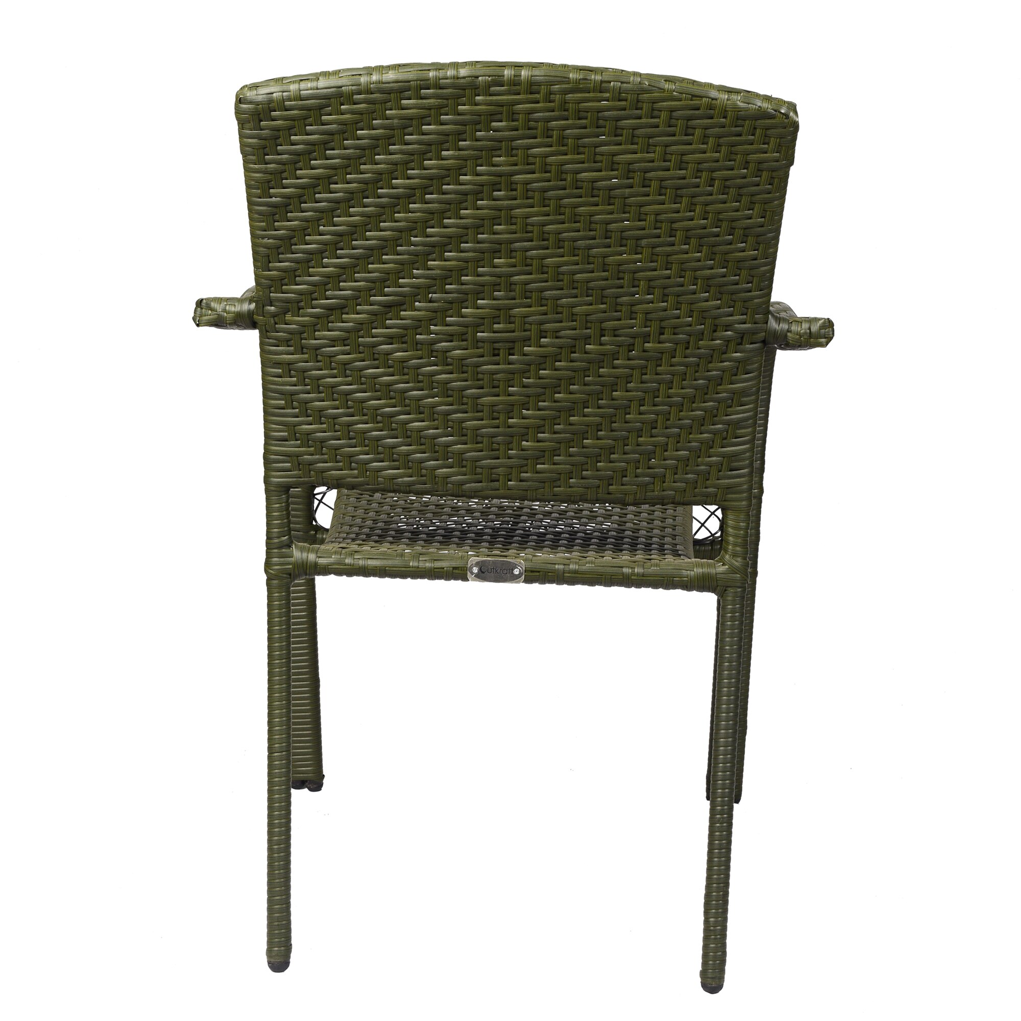 Wagga Wagga Wicker Table And Chair Set In  Dark Dreen Dual Tone Finish