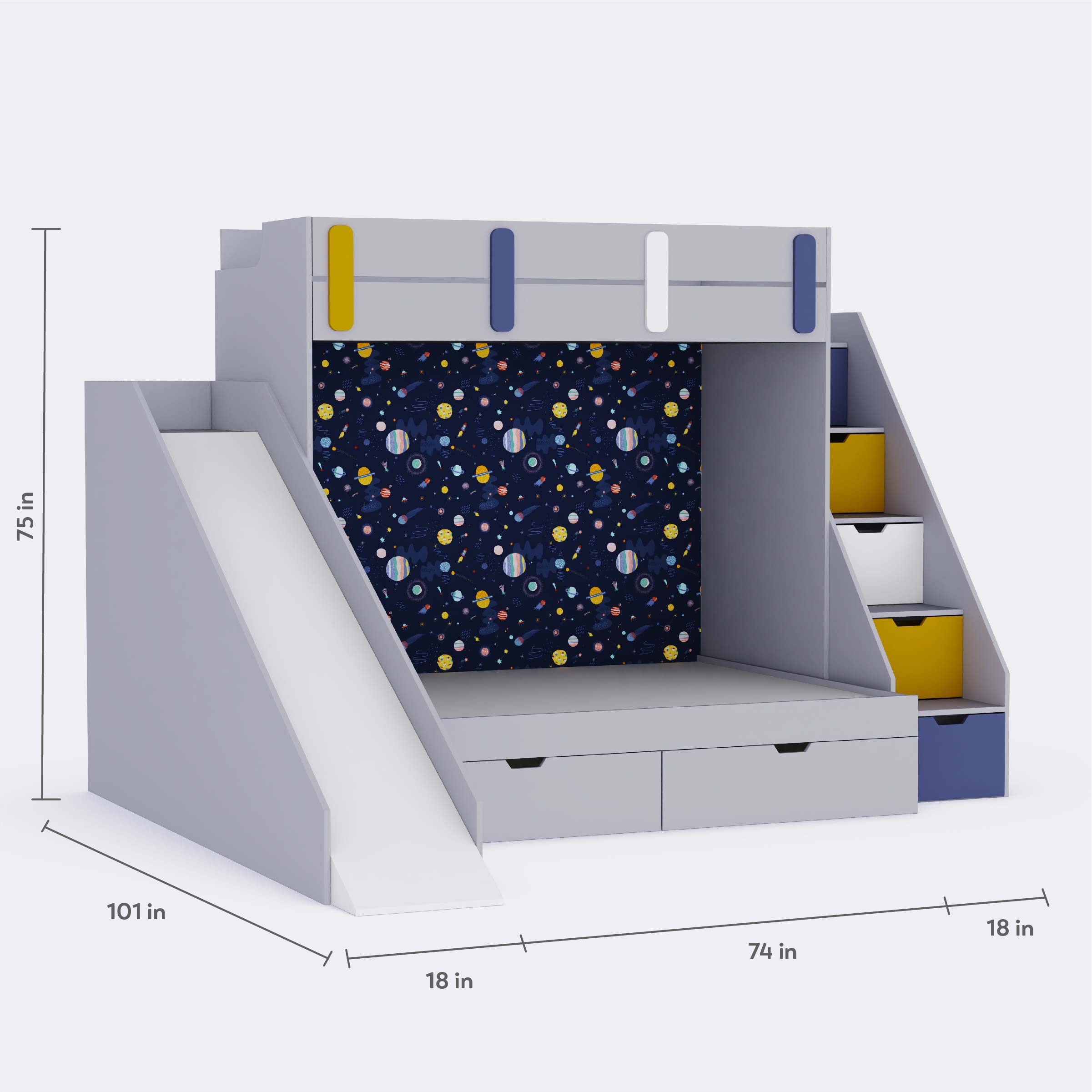Sleep N SlideBunk Bed 6X5 Drawers On Wheels In Grey Colour59