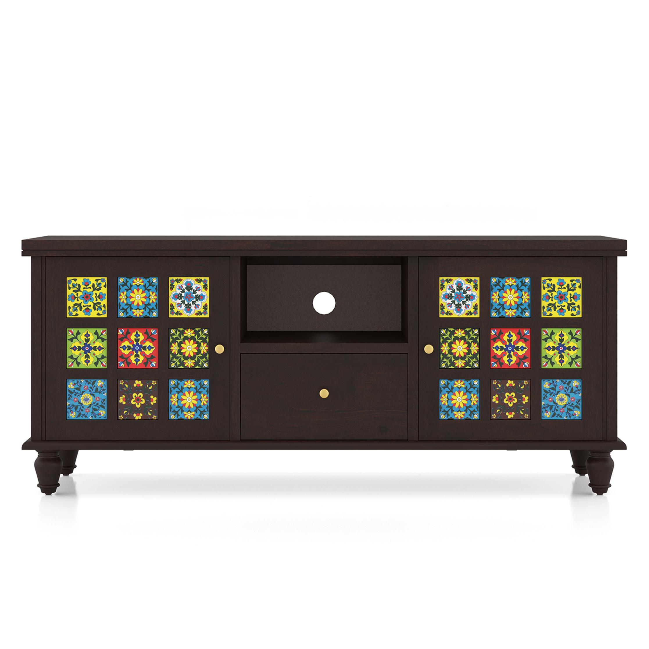 Azul Solid Wood TV Unit in Brushed Walnut Finish