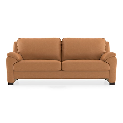 Farina 3 Seater Half Leather Sofa in Mustard Colour - Urban Ladder