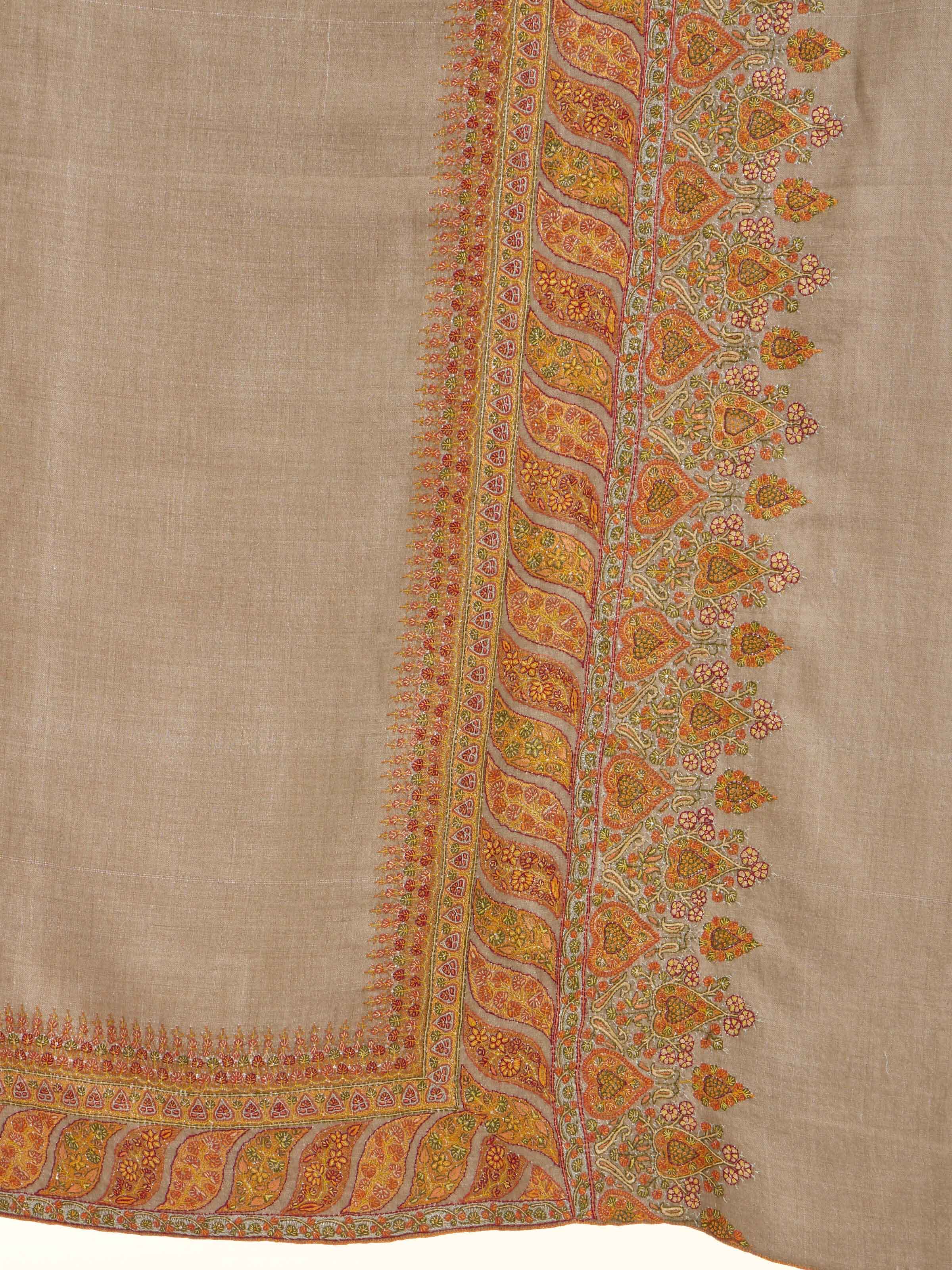 Charcoal Sozni Hand Embroidered Shawl