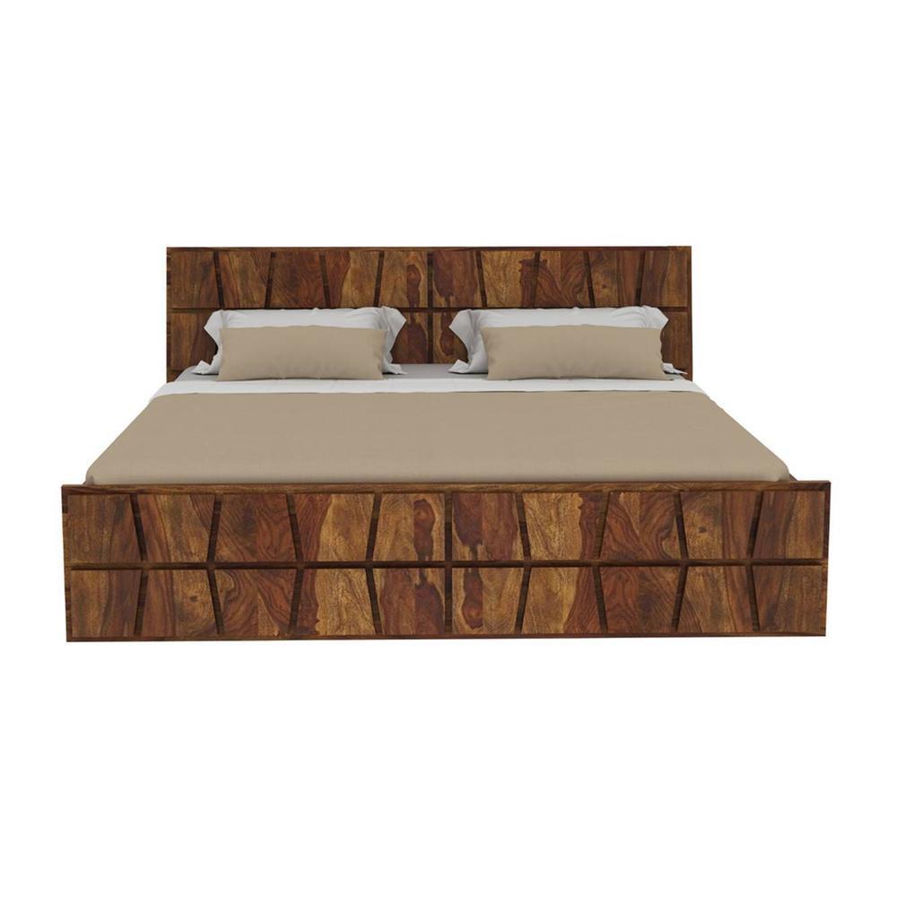 Antilles Solid Wood King Size Non Storage Bed In Brown Finish