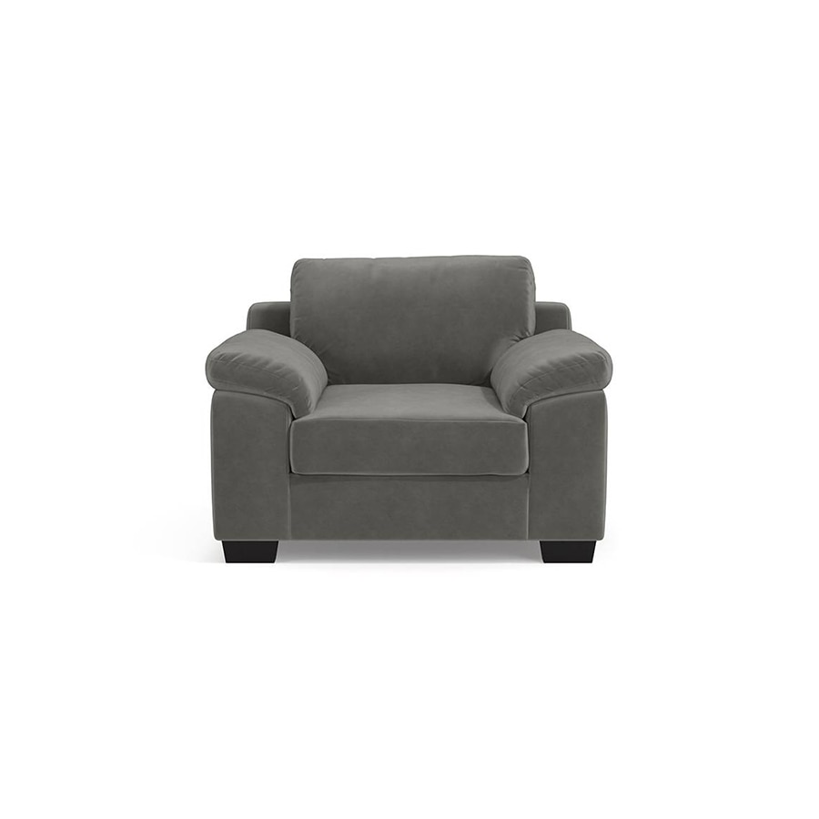Esquel Luxe 1 Seater Fabric Sofa in Ash Grey Velvet Colour