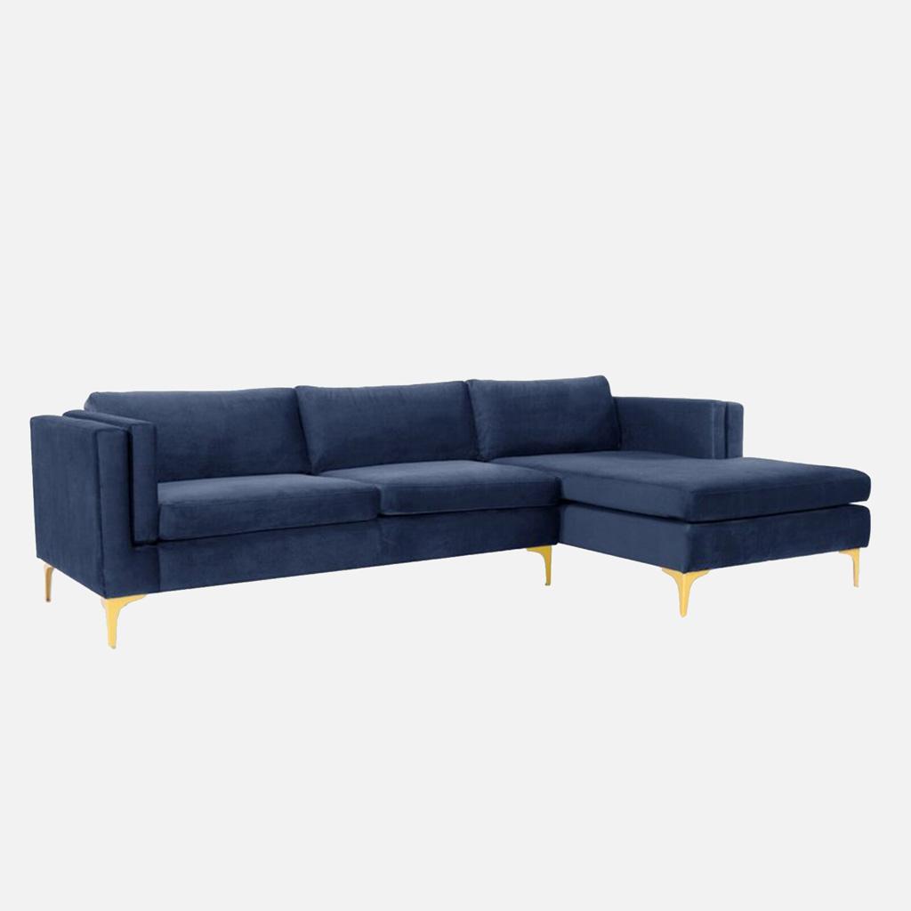 Brezza Sectional Fabric Sofa - Navy Blue