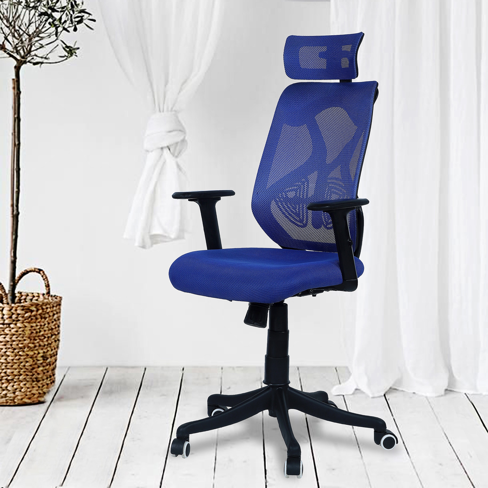 Zeeazyana High Back Ergonomic Chair in Blue Colour