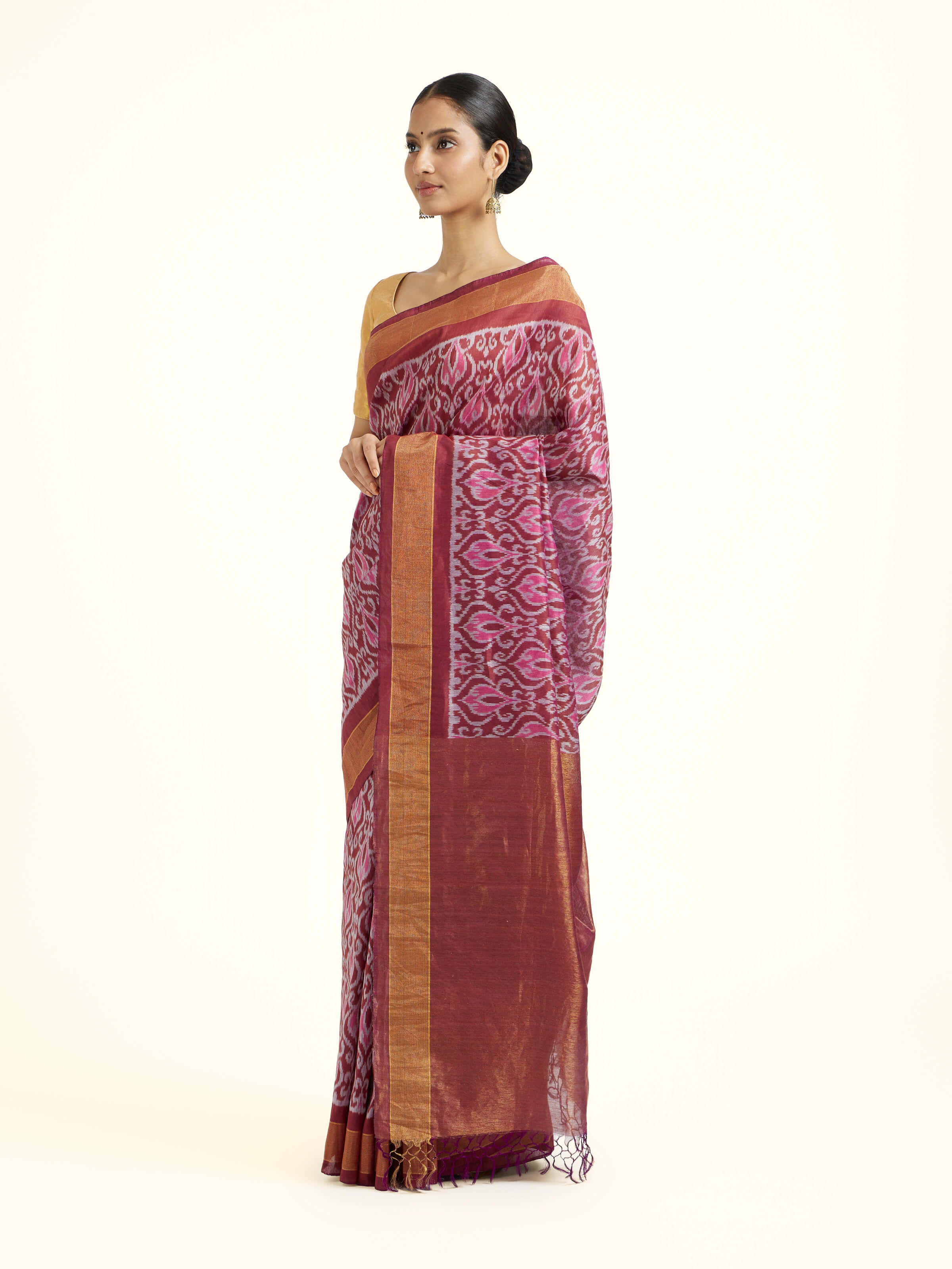 Lavender Silk Pochampally Single Ikat Saree