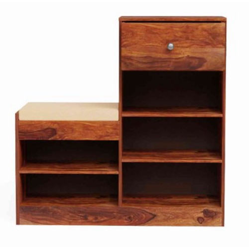 Avalon Solid Wood Shoe Rack in Teak Finish