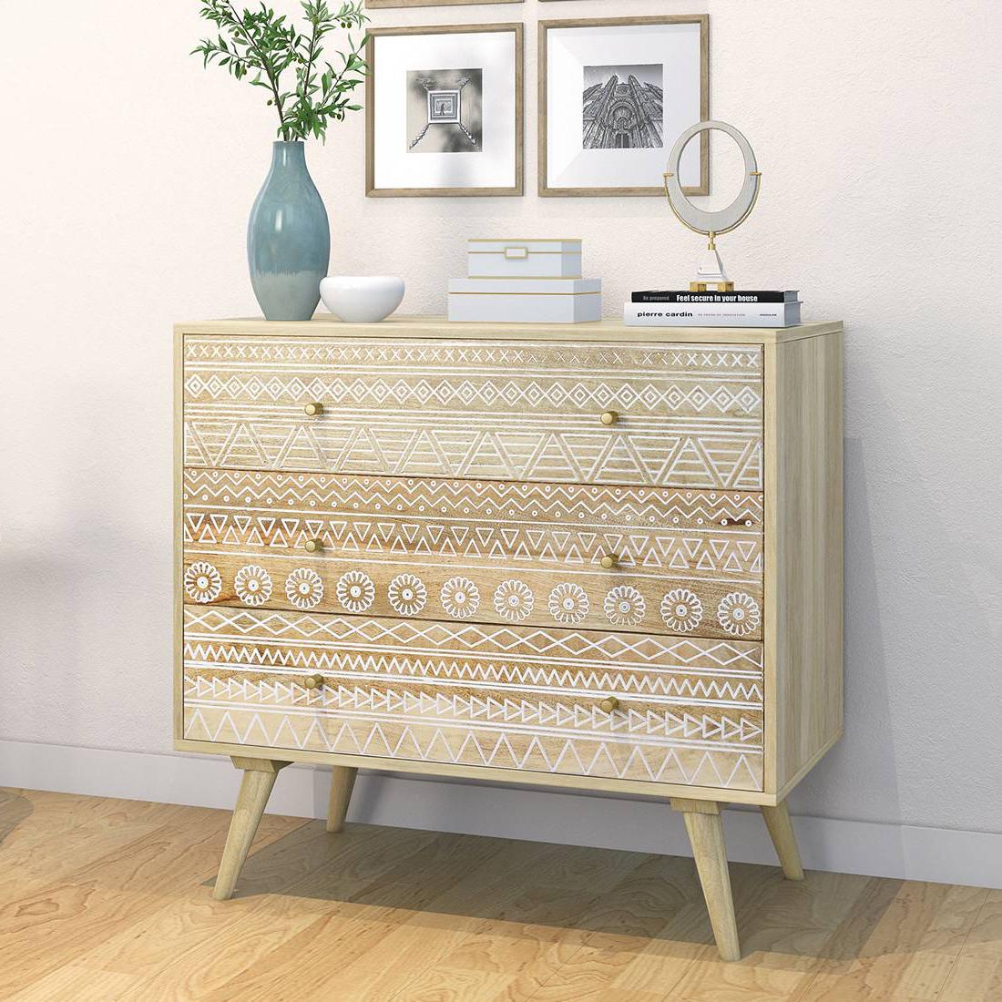 Ivara Solid Wood Chest of 3 Drawers in Natural Finish