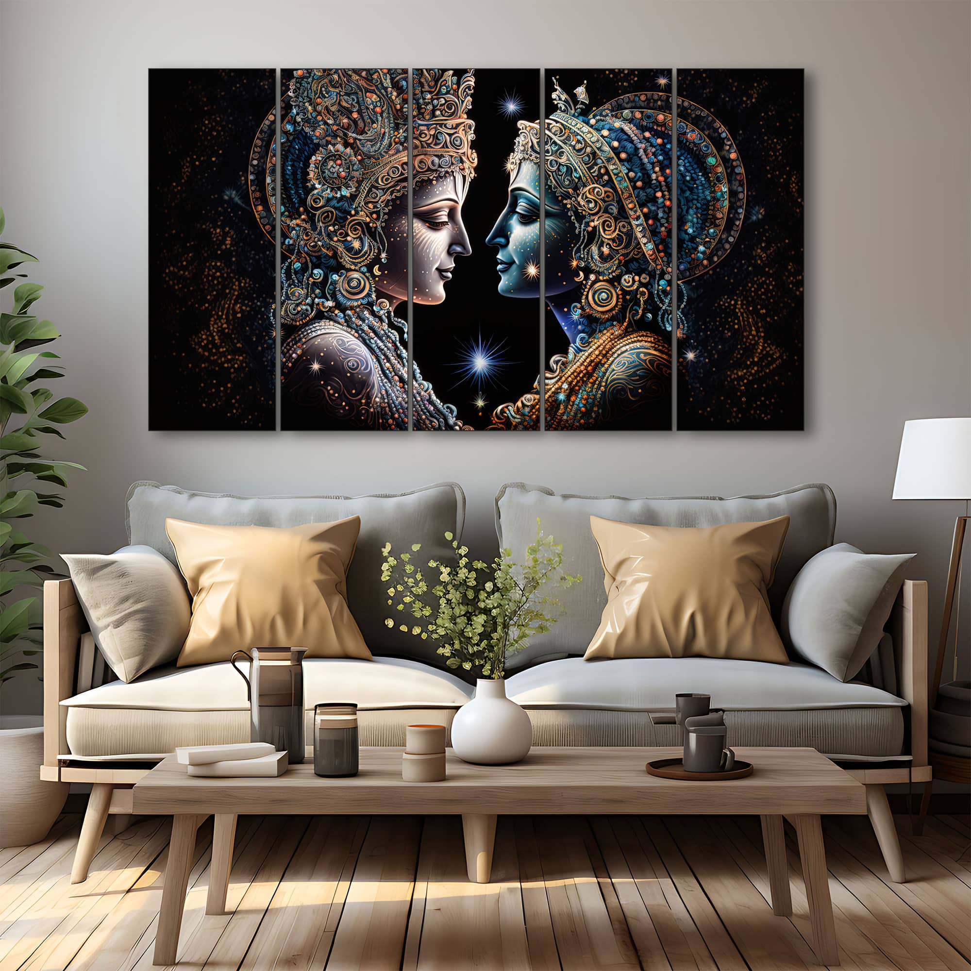 The Castle Decor Radha Krishna Wall Painting Wooden Framed 27x48 Inch (Style 12) - The Castle Decor