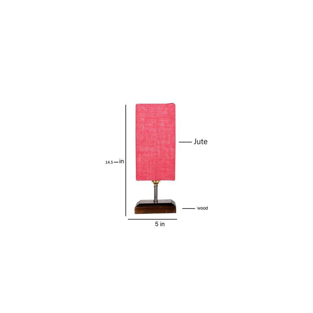 Emile Pink Jute table lamp with Square Brown Wood Base